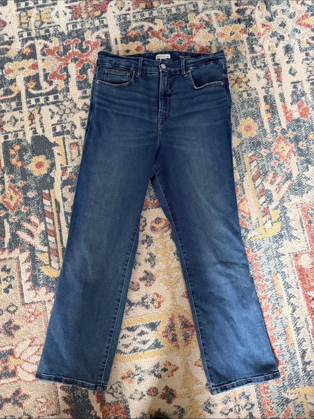 Gorgeous Good American Women's Nordstrom Blue Straight-Leg Jeans Sz 14/32